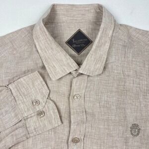 Billionaire Italian Couture Special Cut Tan Linen Shirt Mens XL Made in Italy